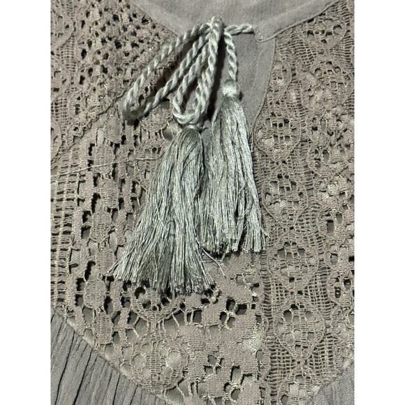 Vintage Purple Snow Womens Greenish Brown lined Tie Boho Dress Sz Large Romantic - Picture 5 of 8